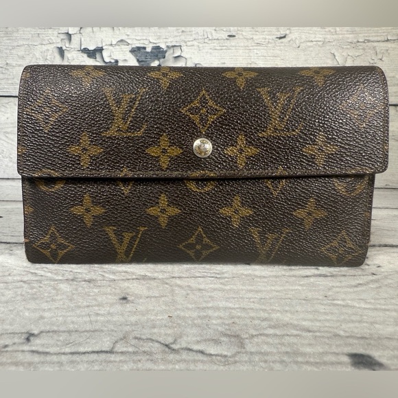 Louis Vuitton Portefeuille Sarah Long Bifold Wallet Monogram Canvas Leather - Picture 1 of 16